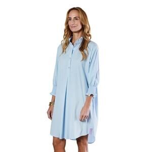 Caryn Lawn Kimberly Ruffle Collar Preppy Poplin Dress Light Blue Size M